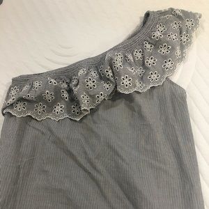 One shoulder stripped/flower dress